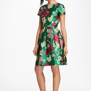 Brooks Brothers Green & Pink Jacquard Dress
